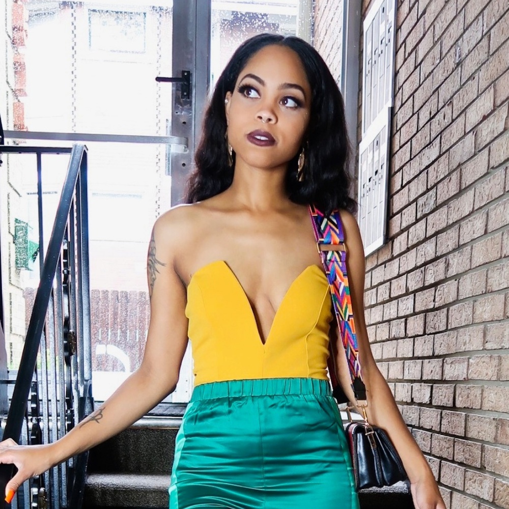 Mustard Deep V Body Suit